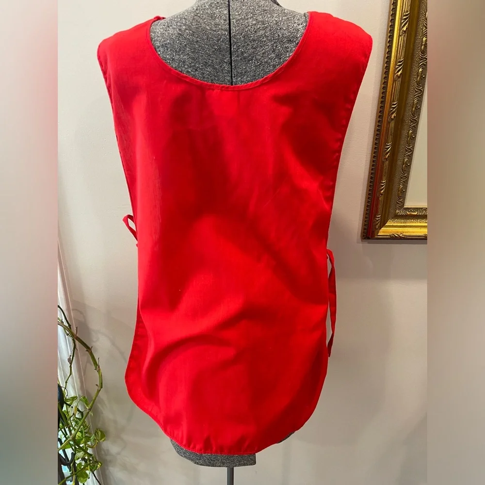 Paulison Denver 1983 “Mrs Claus” vintage red double apron-made in USA-cotton ble